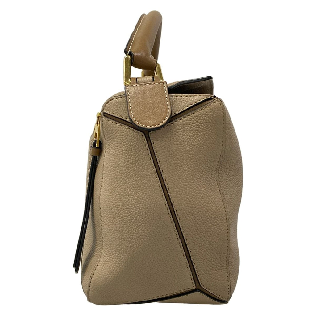 Loewe Handbag Puzzle Bag Beige Dark Brown Leather — view 2