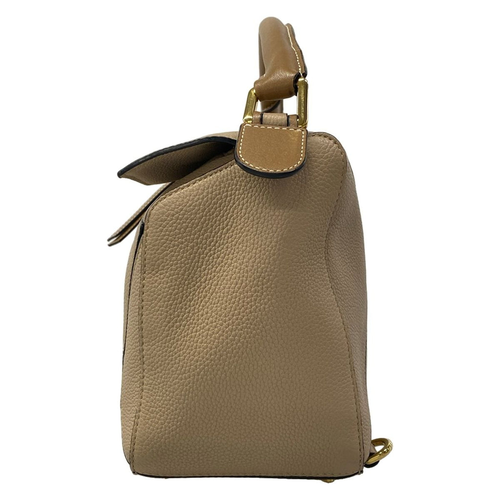 Loewe Handbag Puzzle Bag Beige Dark Brown Leather — view 4