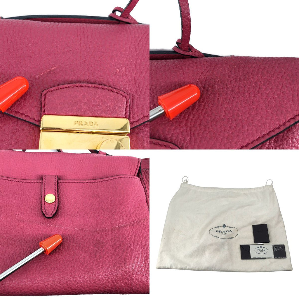 Prada Vitello Daino Leather 2-Way Shoulder Bag Pink — view 9