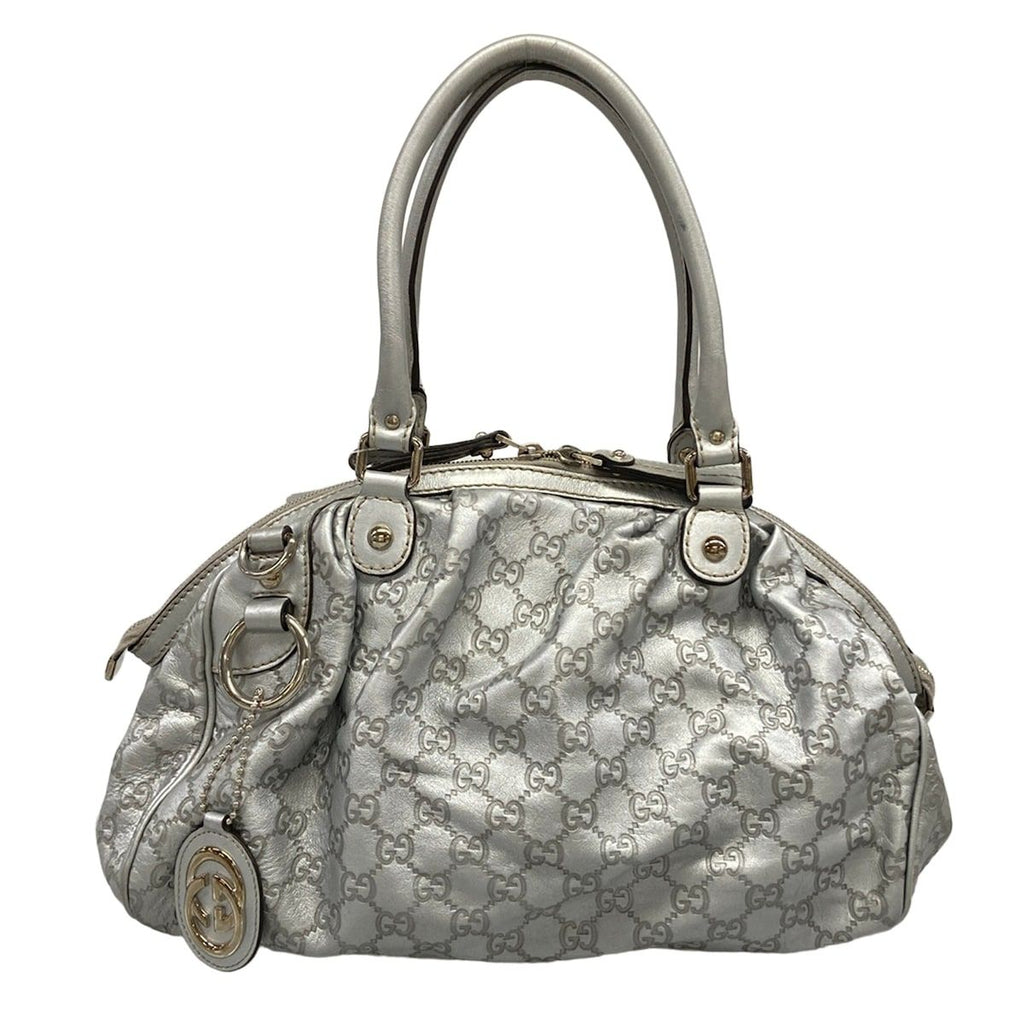 Gucci Handbag Sookie Guccissima Line Silver Leather