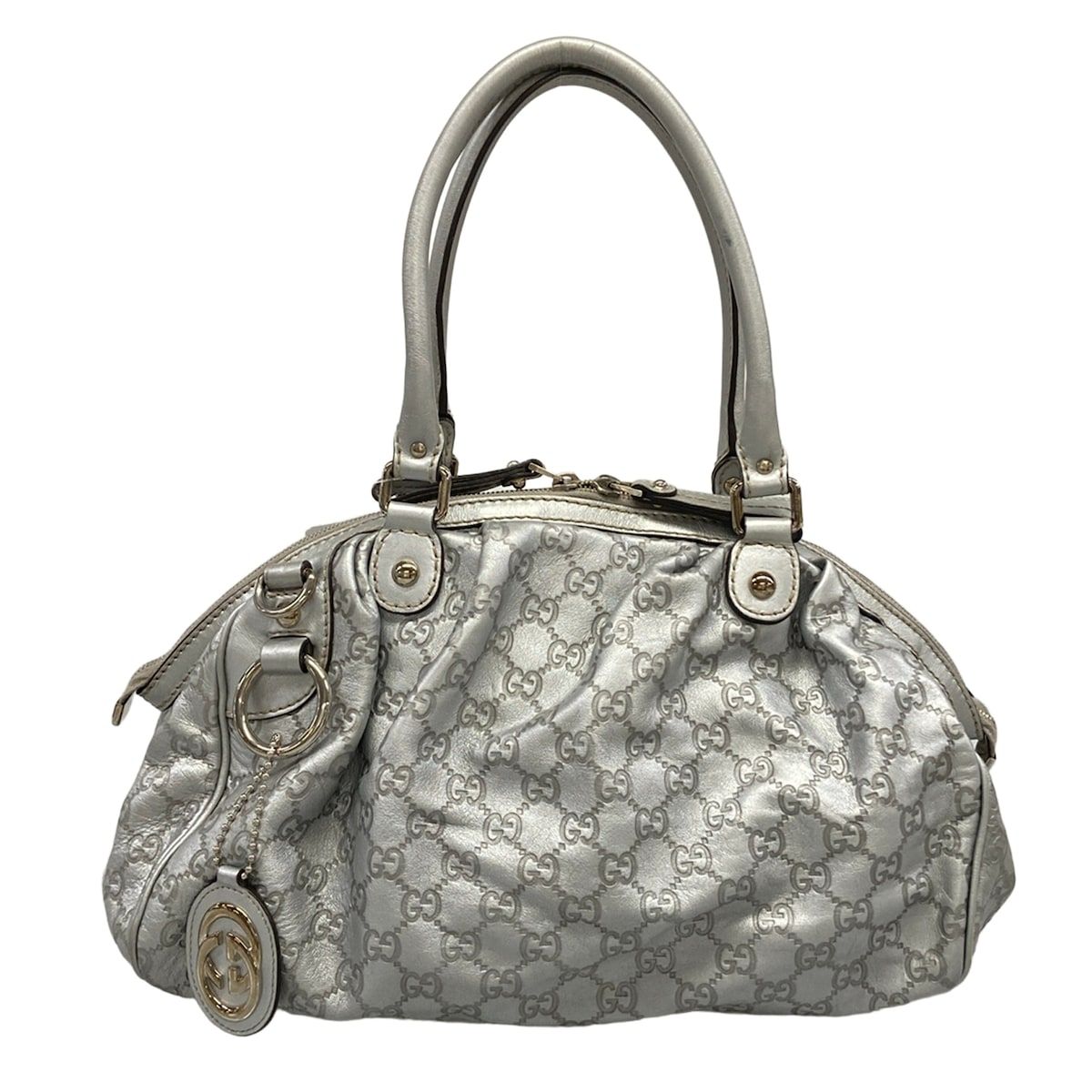 Gucci Handbag Sookie Guccissima Line Silver Leather