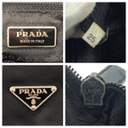 Prada Tessuto Black Silver Nylon Leather Shoulder — view 4