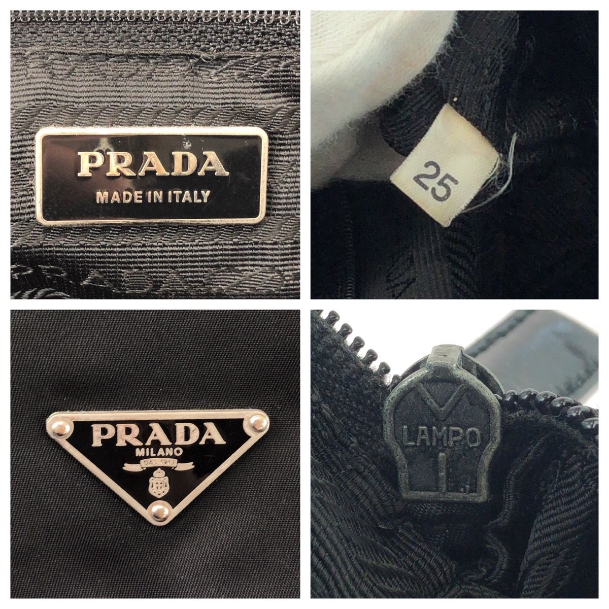 Prada Tessuto Black Silver Nylon Leather Shoulder — view 4