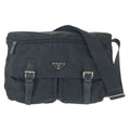 Prada Tessuto Black Silver Nylon Leather Shoulder