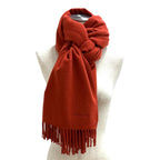 Hermes Cashmere Logo Embroidery with Fringe Large Shawl Scarf — view 5