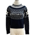 Dior Wool Cashmere Blend Logo Embroidery Nordic Pattern High Neck Sweater 38