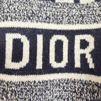 Dior Cashmere 97% Oblique Logo Reversible Long Sleeve Knit Navy 44 Sweater — view 7