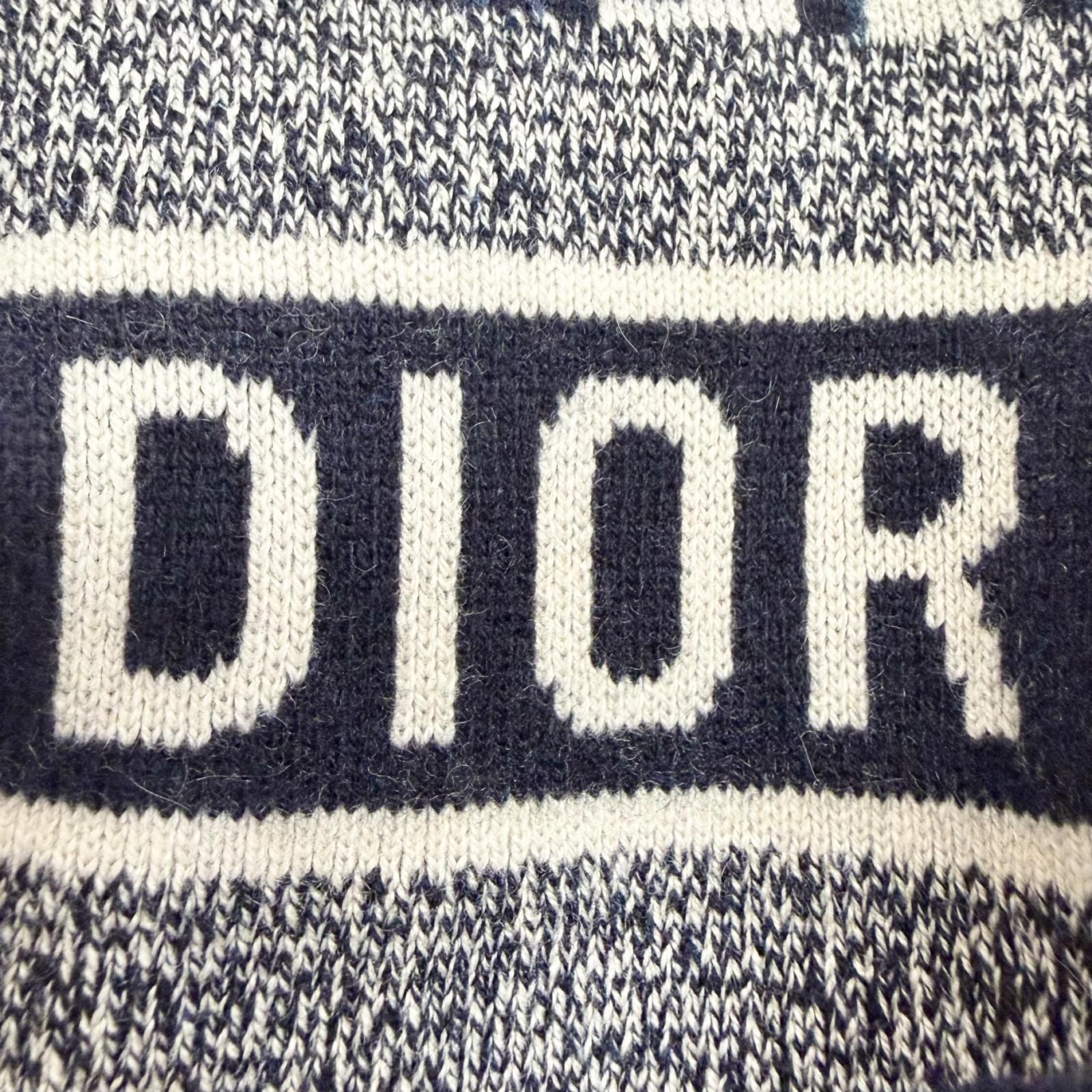 Dior Cashmere 97% Oblique Logo Reversible Long Sleeve Knit Navy 44 Sweater — view 7