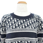 Dior Cashmere 97% Oblique Logo Reversible Long Sleeve Knit Navy 44 Sweater — view 3