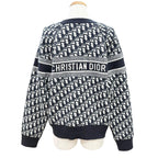 Dior Cashmere 97% Oblique Logo Reversible Long Sleeve Knit Navy 44 Sweater — view 5