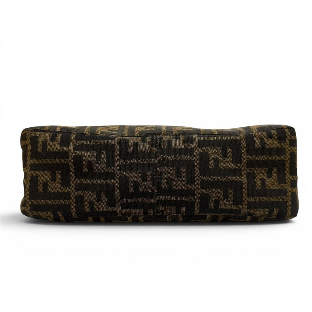 Fendi Vintage Leather Zucca Pattern FF Logo Shoulder Bag Brown — view 5