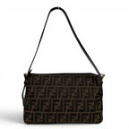 Fendi Vintage Leather Zucca Pattern FF Logo Shoulder Bag Brown — view 3
