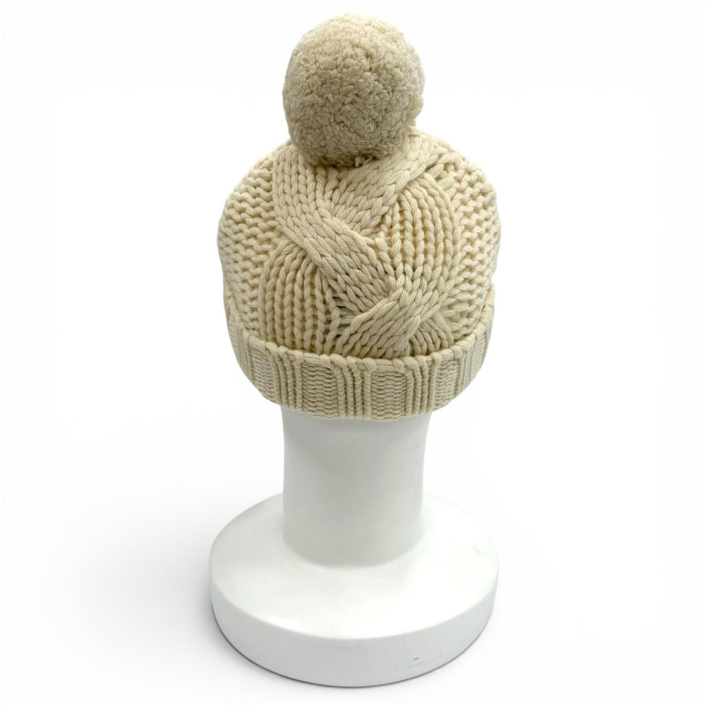 Chanel Cashmere Sports Line CC Logo Knit Cap with Pom Ivory — view 5