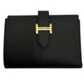 Hermes Bearn Combination Compact Wallet Veau Epsom Gold Trifold Black