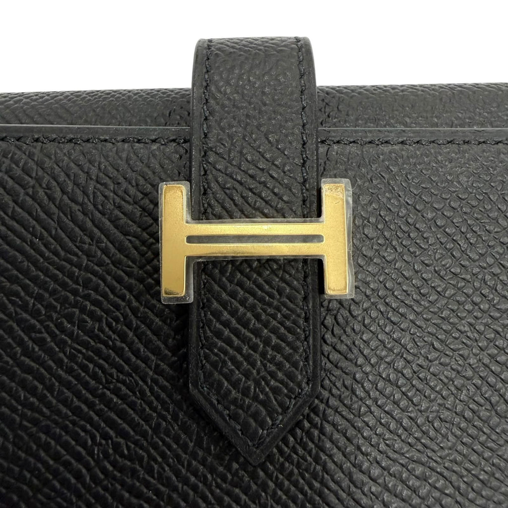 Hermes Bearn Combination Compact Wallet Veau Epsom Gold Trifold Black — view 8