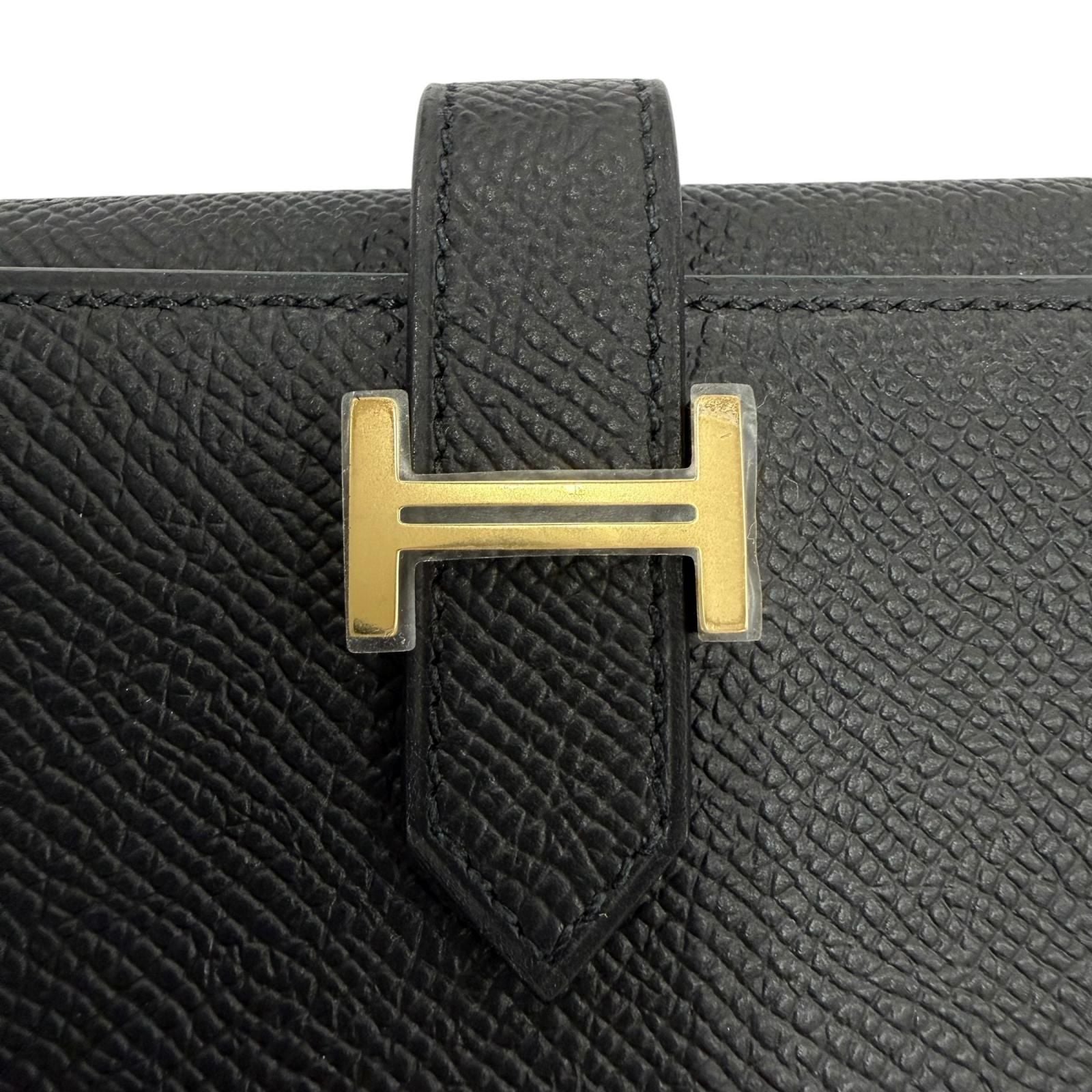 Hermes Bearn Combination Compact Wallet Veau Epsom Gold Trifold Black — view 8