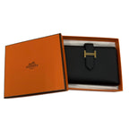 Hermes Bearn Combination Compact Wallet Veau Epsom Gold Trifold Black — view 2
