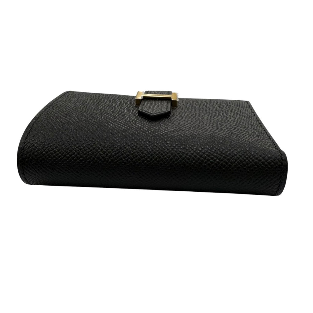 Hermes Bearn Combination Compact Wallet Veau Epsom Gold Trifold Black — view 4