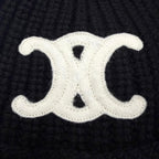 Celine Cashmere Triomphe Knit Hat Bucket Hat Black TU — view 6