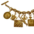 Chanel Vintage Metal Icon Charm 7 Row Bangle Bracelet Gold — view 4