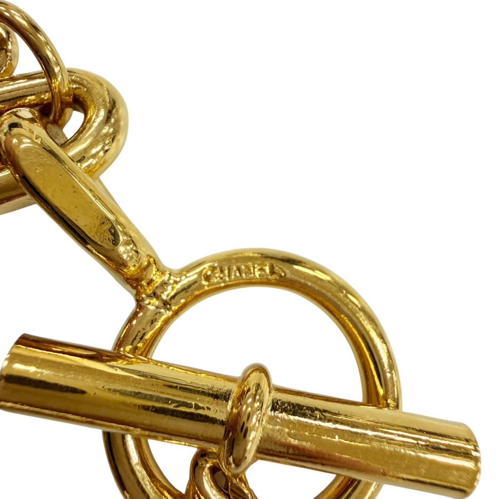 Chanel Vintage Metal Icon Charm 7 Row Bangle Bracelet Gold — view 8