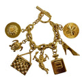 Chanel Vintage Metal Icon Charm 7 Row Bangle Bracelet Gold
