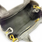 Prada Canapa Canvas Leather Triangle Logo 2-Way Shoulder Tote Black Gold — view 7