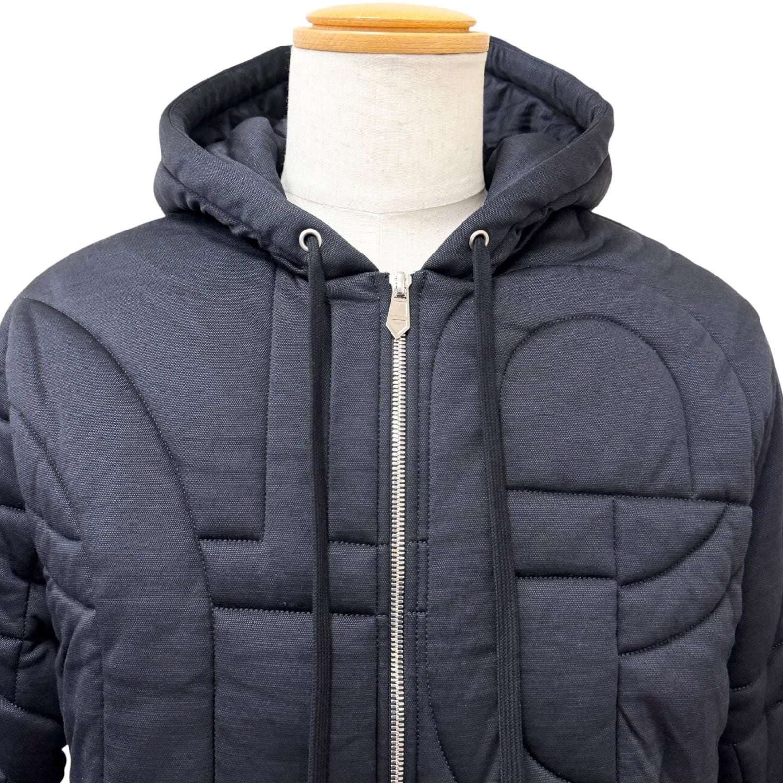 Hermes Wool Silk Maillon Quilted Jacket Navy — view 2