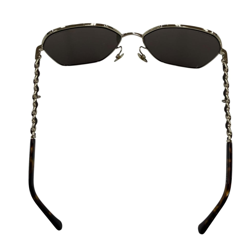 Chanel CC Logo Hexagon Chain Sunglasses Gold Black Demo Lens Eyewear — view 8