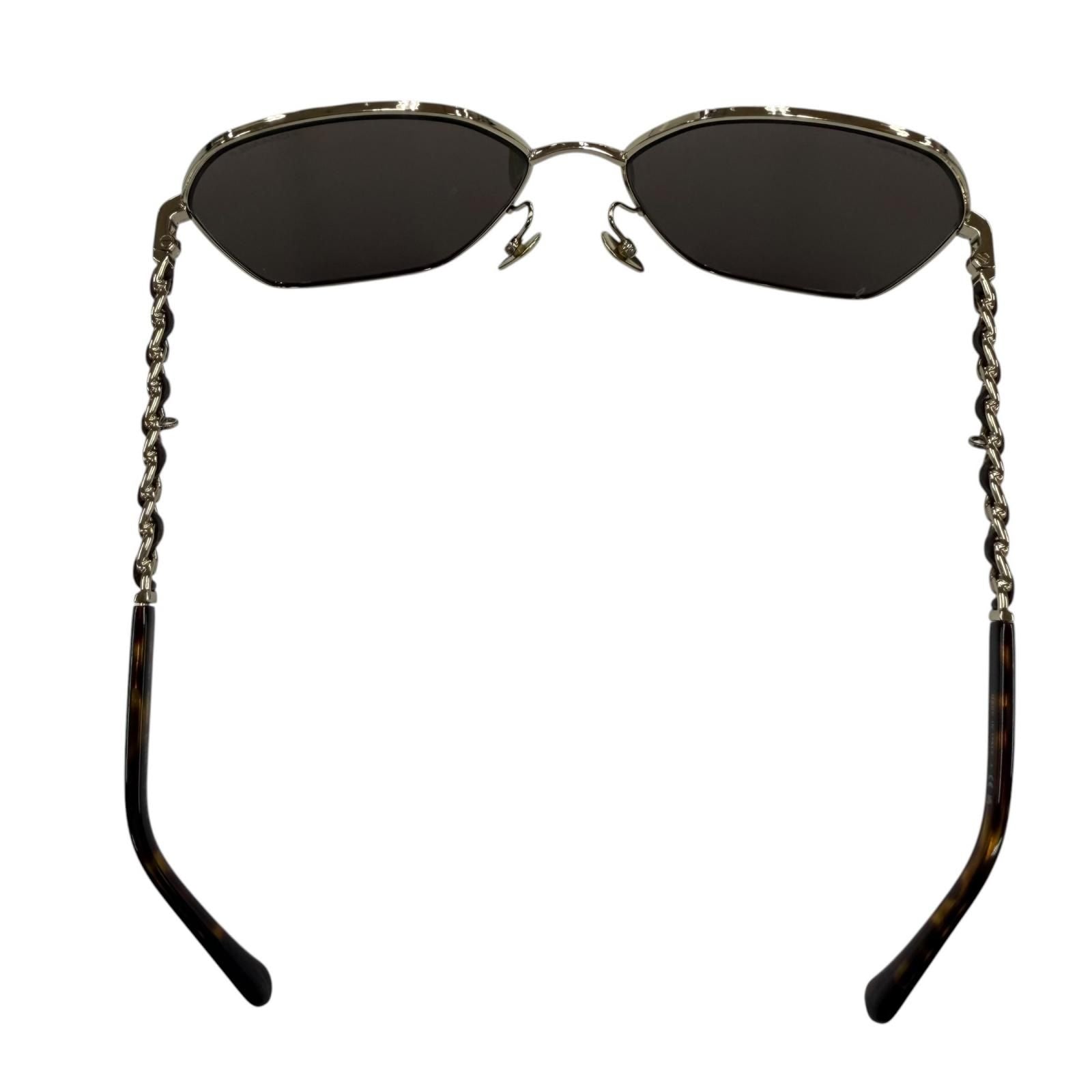 Chanel CC Logo Hexagon Chain Sunglasses Gold Black Demo Lens Eyewear — view 8