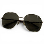 Chanel CC Logo Hexagon Chain Sunglasses Gold Black Demo Lens Eyewear