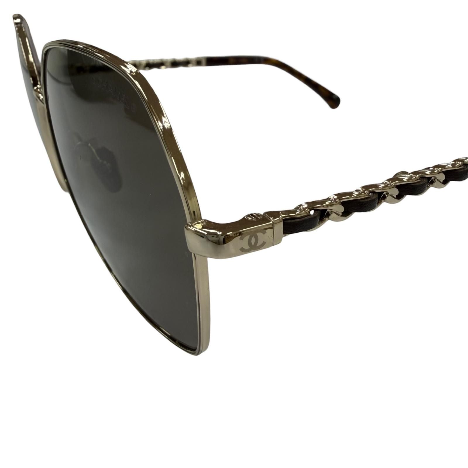Chanel CC Logo Hexagon Chain Sunglasses Gold Black Demo Lens Eyewear — view 9