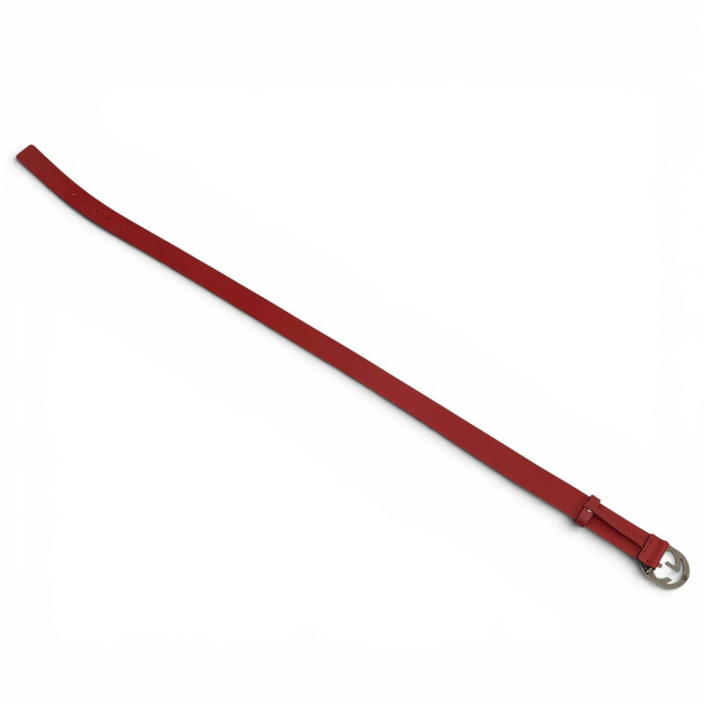 Gucci Interlocking Leather Belt Red Silver — view 6