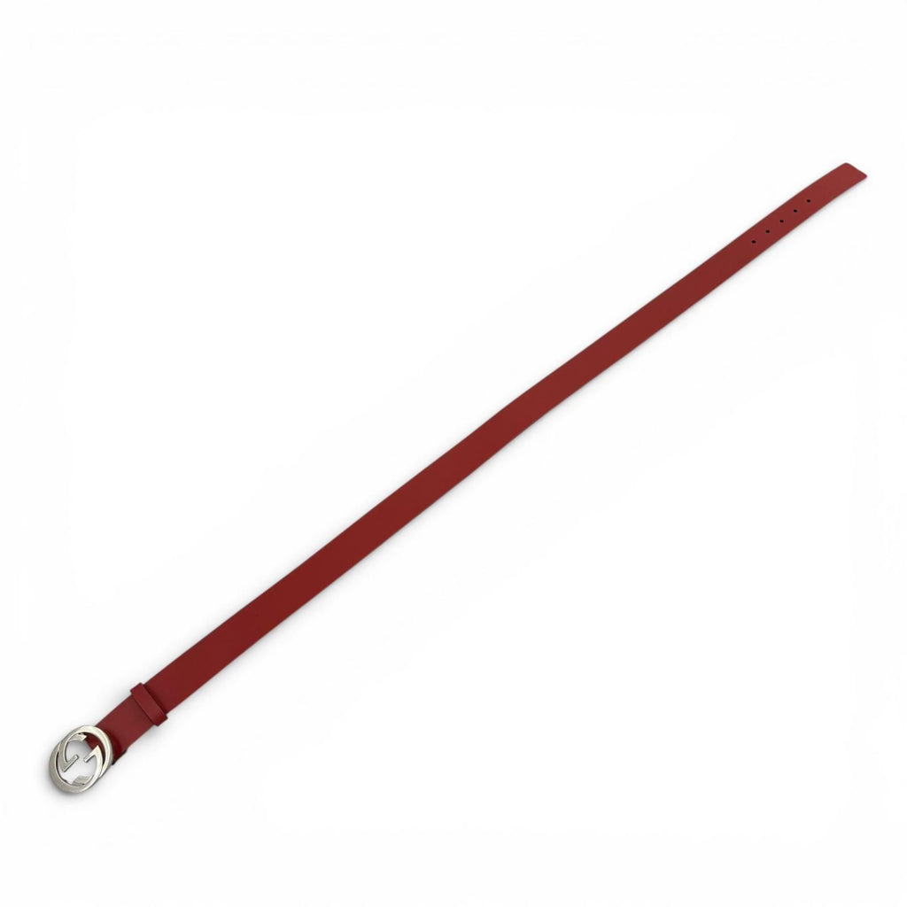 Gucci Interlocking Leather Belt Red Silver — view 5