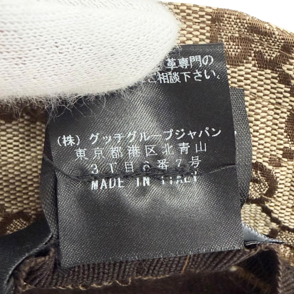 Gucci Logo Leather Patch GG Canvas Web Line Bucket Hat Beige — view 9