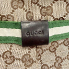 Gucci Logo Leather Patch GG Canvas Web Line Bucket Hat Beige — view 6