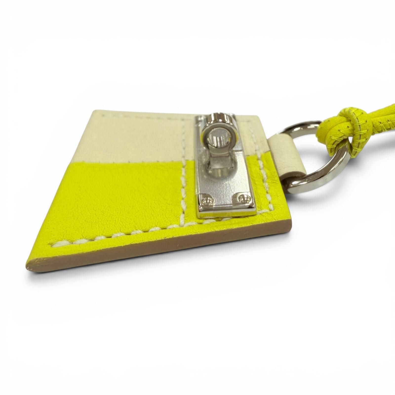 Hermes Montpetit Kelly Necklace Leather Lime Cles Silver — view 5