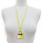 Hermes Montpetit Kelly Necklace Leather Lime Cles Silver — view 3