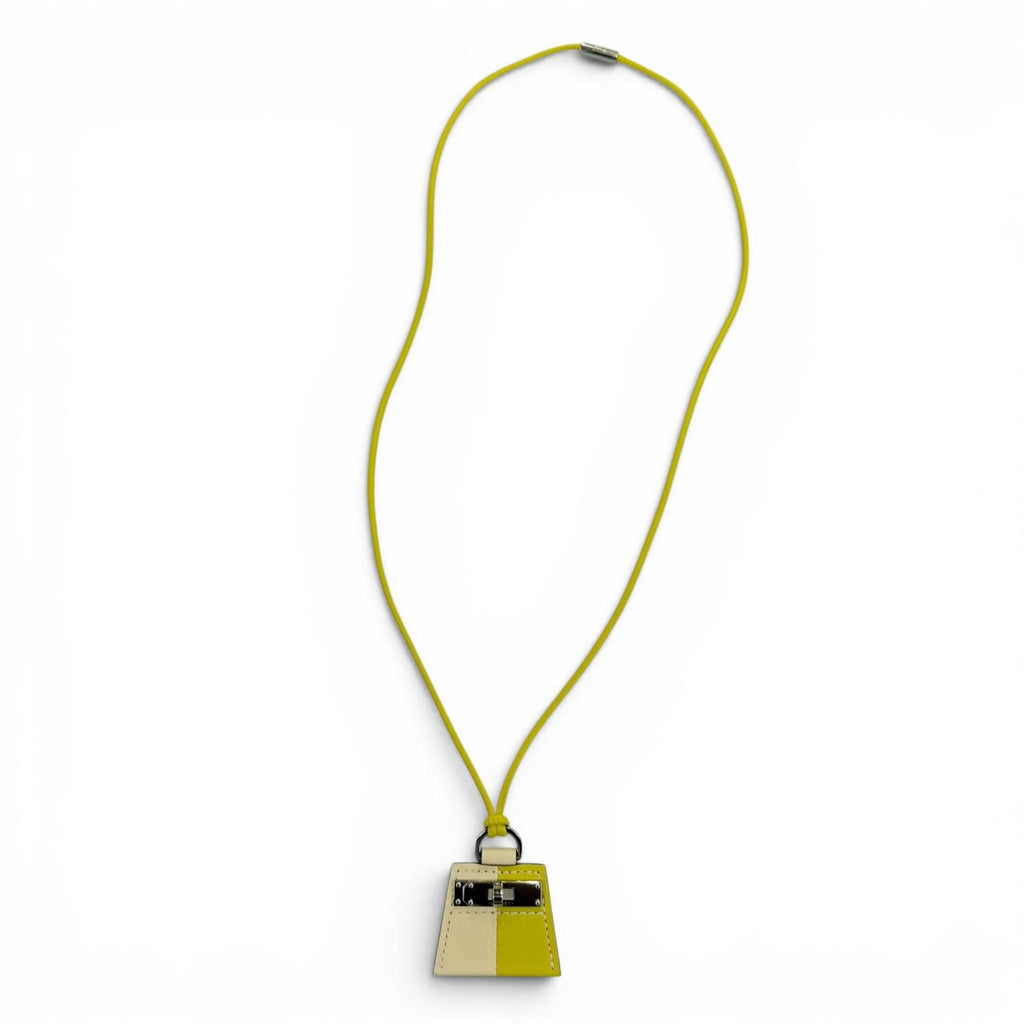 Hermes Montpetit Kelly Necklace Leather Lime Cles Silver — view 6