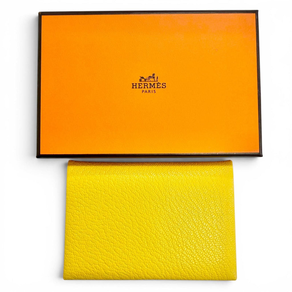 Hermes Calvi Verso Chevre Misol Cumin Blue Zanzibar Silver Card Case — view 2