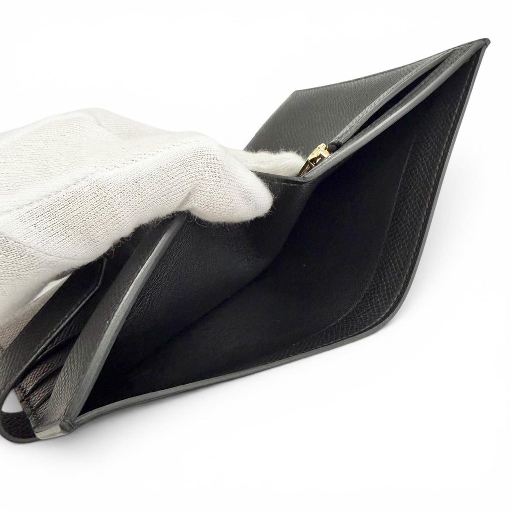 Hermes Bearn Compact Veau Epsom Gold Wallet Bifold Black — view 7