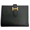 Hermes Bearn Compact Veau Epsom Gold Wallet Bifold Black