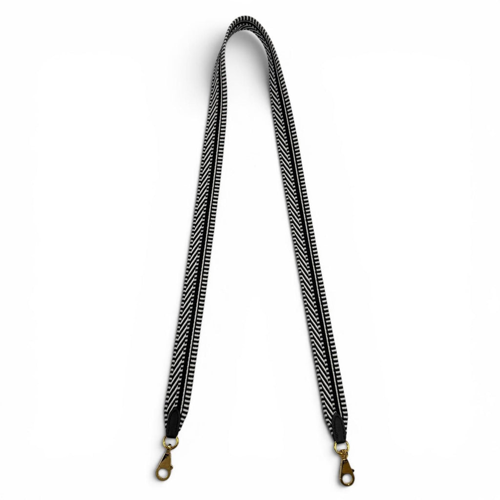Hermes Bandouliere Sangle Caval 25 Gold Shoulder Strap Black White — view 2