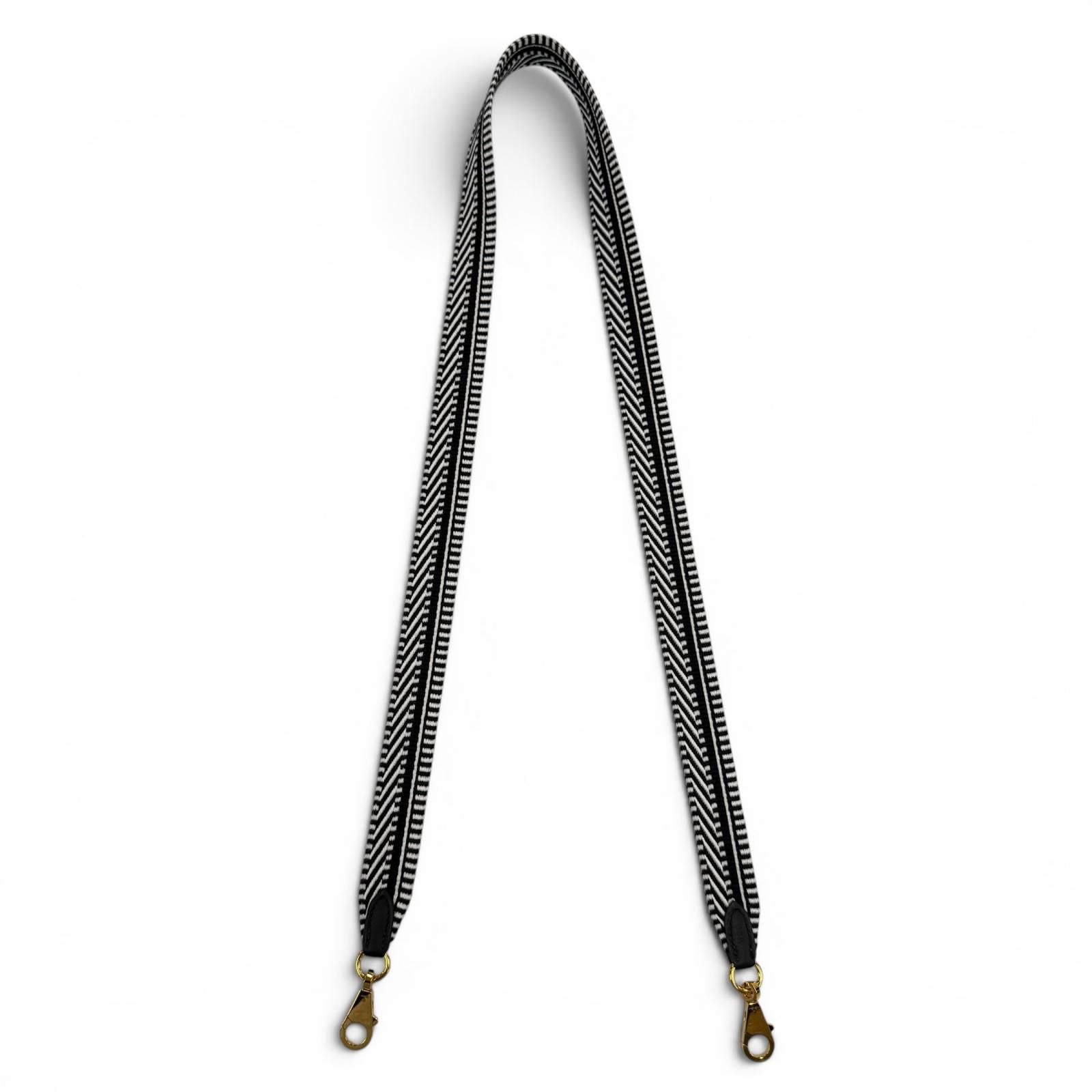 Hermes Bandouliere Sangle Caval 25 Gold Shoulder Strap Black White — view 2