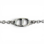 Dior CD Logo Ribbon Motif Rhinestone Faux Pearl Necklace Silver Recommended — view 4