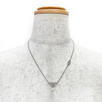 Dior CD Logo Ribbon Motif Rhinestone Faux Pearl Necklace Silver Recommended — view 2