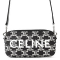Celine Shoulder Bag Triomphe Horizontal Leather Black