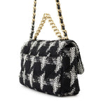 Chanel Chain Shoulder Bag 19 Flap CC Logo Tweed Black White — view 2
