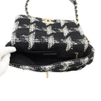 Chanel Chain Shoulder Bag 19 Flap CC Logo Tweed Black White — view 6