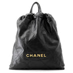 Chanel Backpack 22 Large Shiny Calf Leather Black